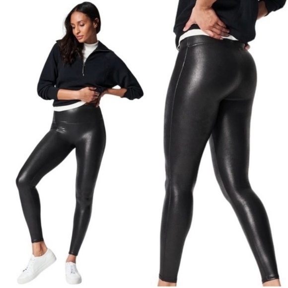 SPANX Faux Leather Leggings Black Size Medium - Picture 4 of 9